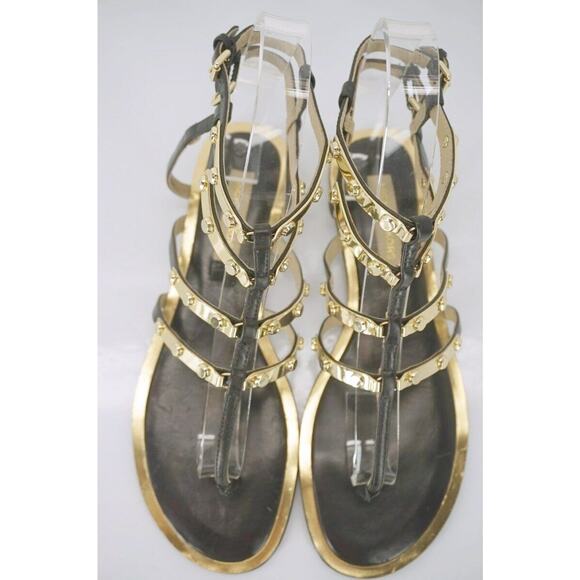Michael Kors Hollie Studded Ankle Strappy Caged Thong Sandal SZ 6.5 Gold $350 - Picture 10 of 10